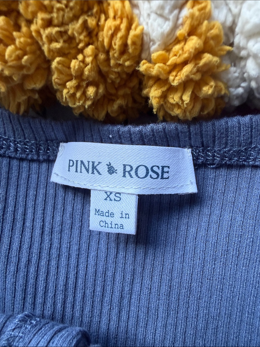 Pink Rose Cream Ribbed V-Neck Tank - Picture 2 of 3